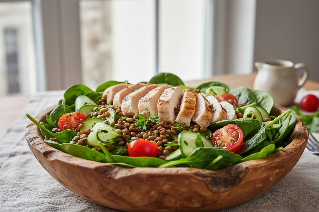 High-Protein GLP-1 Lunch: Chicken & Lentil Salad