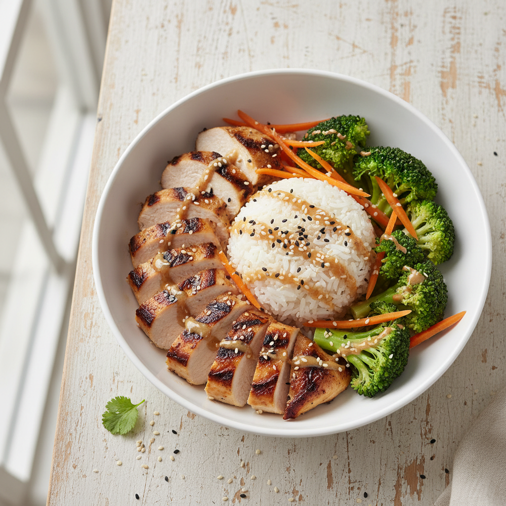 High-Protein GLP-1 Dinner: Chicken Rice Bowl