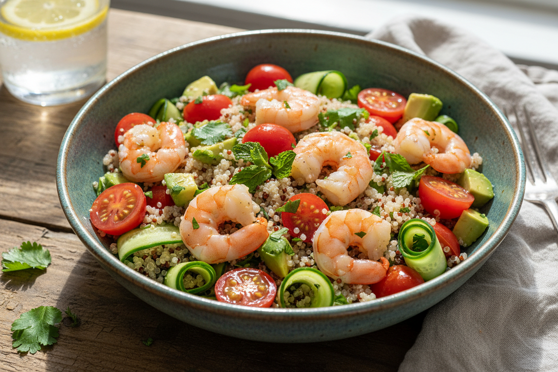High-Protein GLP-1 Lunch: Prawn Quinoa Salad