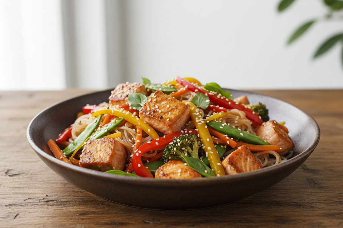 High-Protein GLP-1 Dinner:Salmon Stir Fry