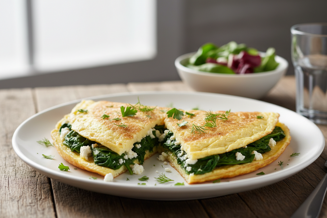 High-Protein GLP-1 Breakfast: Spinach and feta egg white omelette