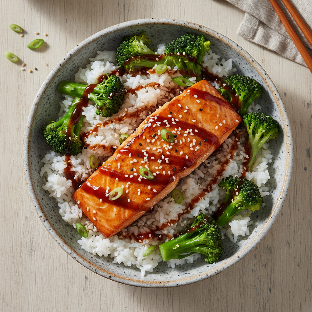 High-Protein GLP-1 Dinner: Teriyaki Salmon Bowl